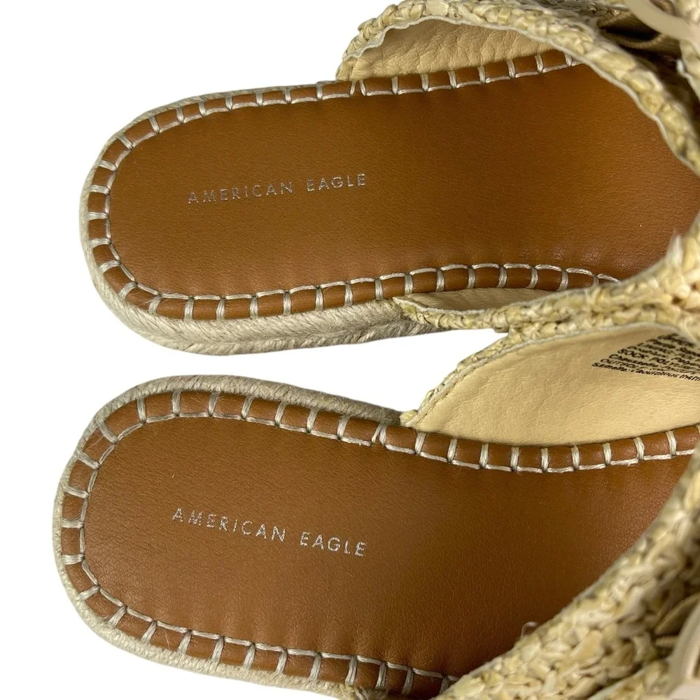 American Eagle Women's Slide Sandals Size 9 Woven Espadrille Flats Open Toe